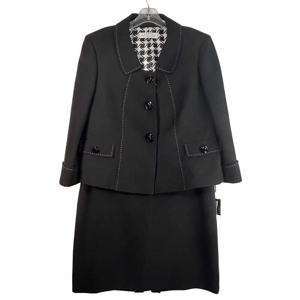 Tahari Arthur S. Levine Womens 16P Black Skirt Suit Set NWT
